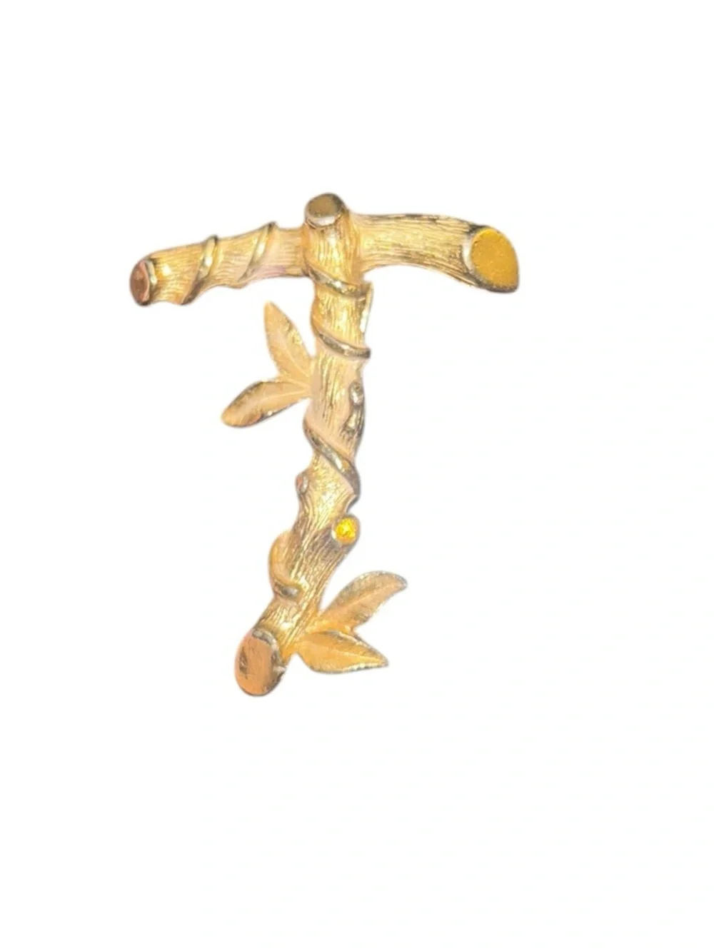 Gold Bamboo Twig‎ Brooch Pin